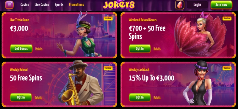 Joker8 Bonuses
